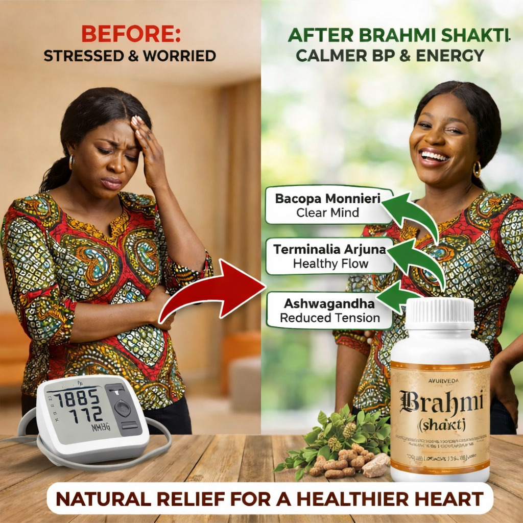 Before and after Brahmi Shakti — calmer BP and energy